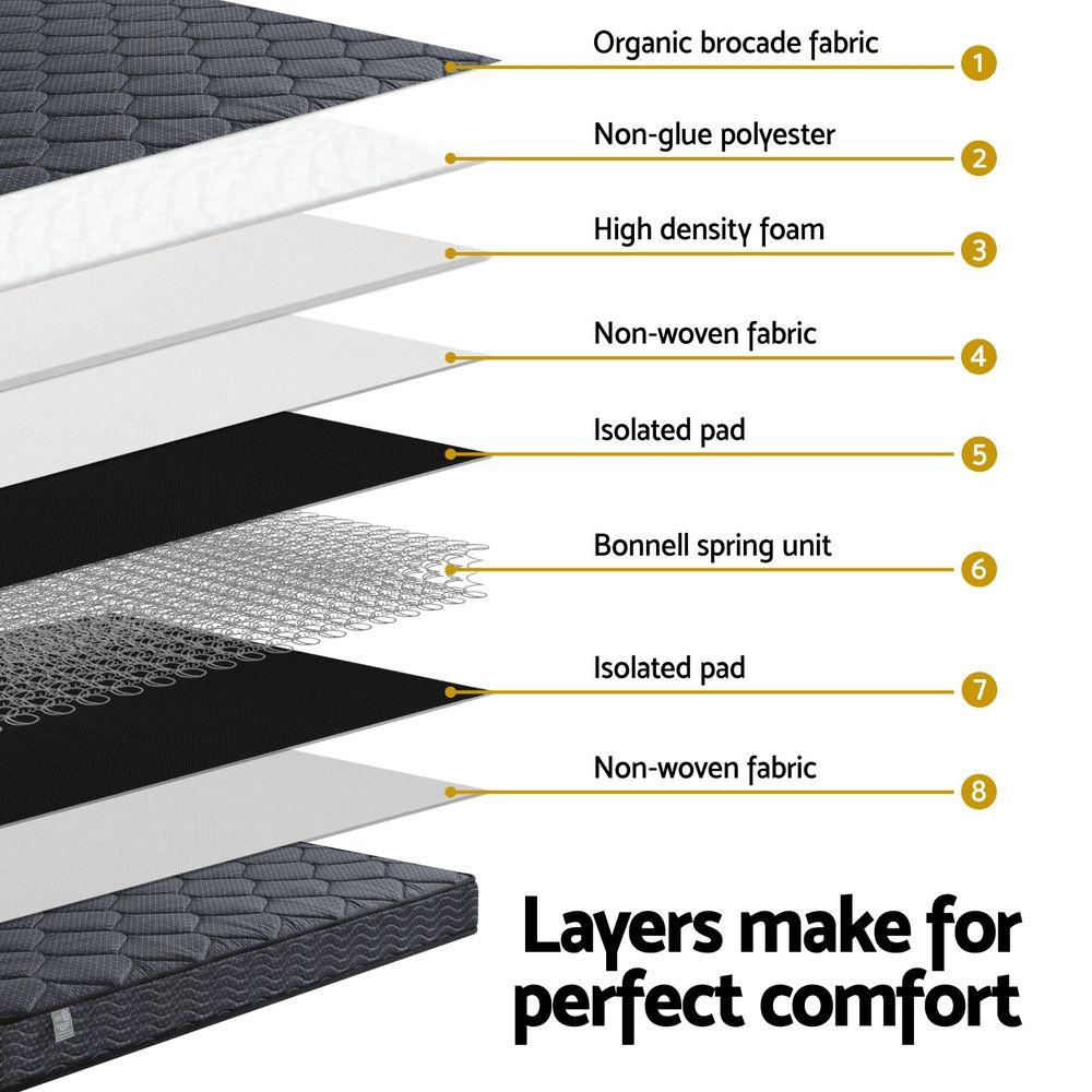 Giselle Bedding King Single Mattress 16cm Bonnell Spring Medium Firm Tight Top